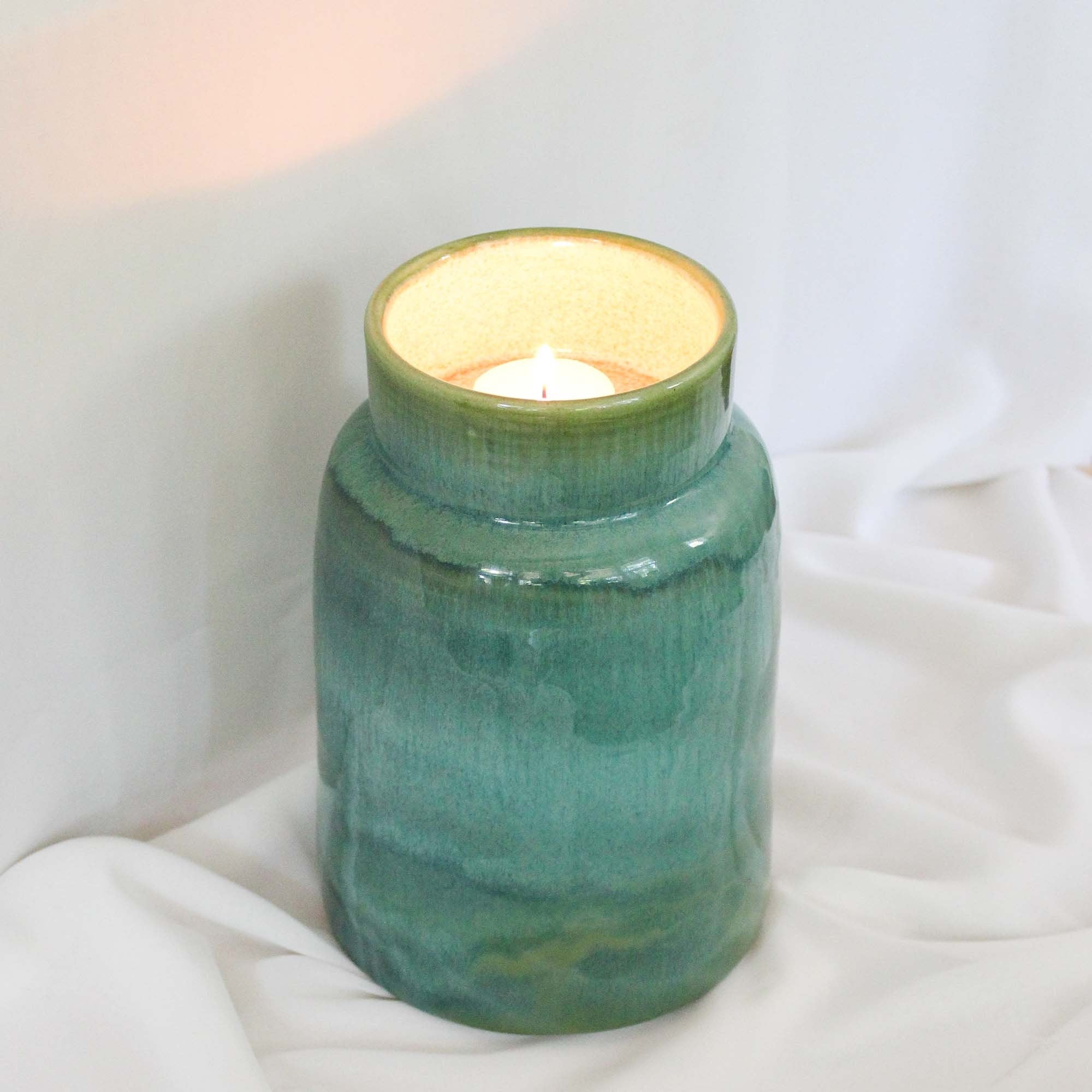Medium Handmade Urn, Sea-Foam Green